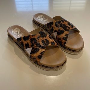 Vince Camuto leopard slides, size 9